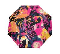 Oiseau Flamant Tropical Rose Parapluie Pliant Enfant Garçons Filles Automatique Protection UV Parapluies Coupe-Vent pour Voyager