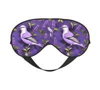 Oiseau in Purple Lavender Floral Flowers Masque de sommeil 100 % soie de mûrier naturelle avec couvre-yeux ultra doux pour dormir, voyage, sieste