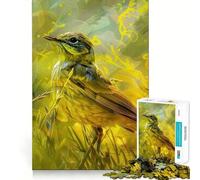 Oiseau Jaune dans l'herbe Puzzle 1000 pièces pour Adultes Jeu de Concentration Découpe Laser de qualité supérieure Activité familiale Amusante en soirée (38x52cm)
