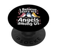 Oiseau Je Crois qu'il y a des Anges Parmi Nous PopSockets PopGrip Adhésif