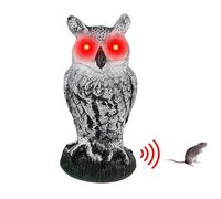 Oiseau leurre, faux hibou avec yeux clignotants, détecteur de bruit et de mouvement effrayant, leurre hibou, épouvantail pour effrayer les oiseaux, pour les oiseaux pour cour de jardin et
