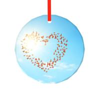 Oiseau Love Heart Art3 Imprimer Ornements de Sapin de Vacances Festif, Décorations Rondes, Pendentif Traditionnel Suspendu pour Noël