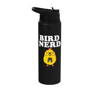 Oiseau mignon avec lunettes Bird Nerd Stainless Steel Insulated Water Bottle