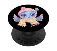 Oiseau Mignon Portrait d'hiver Personnage fantaisiste bébé Graphique PopSockets PopGrip Adhésif