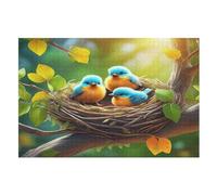 Oiseau Mignon Puzzle De 1000 Pièces en Bois pour EnfFourmis Adultes, Puzzles en Matériau Recyclé De Qualité Supérieure （75×50cm）