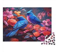 Oiseau Mignon Puzzle pour Adultes Oiseau Bleu 1000 Pièces Jeux Éducatifs Jeu De Défi Familial Cadeaux d'anniversaire pour Noël Décoration Intérieure Relaxation Et Sagesse 1000pcs (75x50cm)
