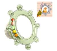 Oiseau Miroir Jouet pour Cage Perruche Spinner avec Perles pour Calopsittes | Miroir Spinner Jouet avec Perles Hochet Roue Rotative pour Perruches Accessoire Cage Interactive Plastique ABS Résistant à