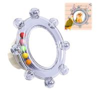 Oiseau Miroir Jouet pour Cage Perruche Spinner avec Perles pour Calopsittes | Miroir Spinner Jouet avec Perles Hochet Roue Rotative pour Perruches Accessoire Cage Interactive Plastique ABS Résistant à