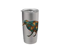 Oiseau mosaïque Kiwi géométrique Gobelet isotherme en acier inoxydable double paroi