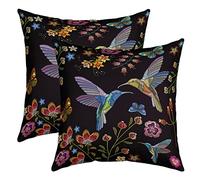 Oiseau mouche Lot De 2 Taie d'oreiller 40x40cm Tropical Oiseaux Fleurs Housse de Coussin Pour Le Salon Chambre à Canapéer Housse Coussin Ferme Garden Décor Taie Oreiller Pour canapé chaise
