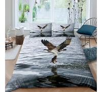 Oiseau of prey Parure de Lit Microfibre résistante 3 Pièces 3D Imprimée Facile d'entretien Wild nature photography Housse de Couette avec Taie d'oreiller Douce for Femmes Super king（260x220cm）
