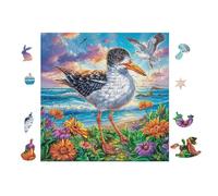 Oiseau on Plage Tropicale 100 Pieces Casse-tête Personne Âgée en Voitureton Épais Haute Densité Facile Débutant Thérapie Occupationnelle Anti-Stress Petit Prix 28x28cm
