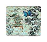 Oiseau Papillon Style Cottage Français Vintage Dark Academia Mouse Pad Petit Mousepad Bords Cousus Tapis De Souris Gaming pour Maison Bureau Ordinateur 25X30Cm