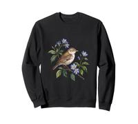 Oiseau Paruline Saule Parmi Fleurs Saules Bleues Nature Art Sweatshirt