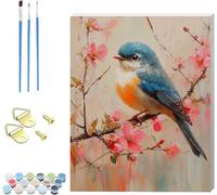 Oiseau Peinture Numero Adulte avec Cadre, DIY Peinture Numero Fleur, Loisirs Créatifs Adultes, Paint by Numbers Canevas Kit Complet Adulte avec Pinceaux, Décoration Maison, Cadeau Femme 40x55cm G-6791