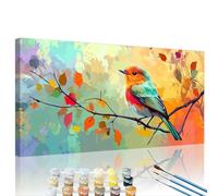 Oiseau Peinture Numero Adulte Coloré Peinture par Numero pour Adulte Débutants DIY Kits, Numéros Coloré Toile, Acrylique et 3 Pinceaux, Décor Intérieure Maison, Loisir Créatif Cadeau 30x60cm XY#529