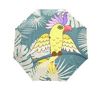 Oiseau Perroquet D’Or Parapluie Pliant Ouverture et Fermeture Automatique Protection UV Parapluies Pliant Coupe-Vent Ultra-léger pour Voyager Plage Femmes Enfants Fille