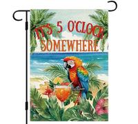 Oiseau Perroquet D'Été Il Est 17 Heures Quelque Part Drapeau 30X45Cm Drapeaux Suspendre Double Face Drapeau De Cour Pour Fêtes Ferme Dortoirs