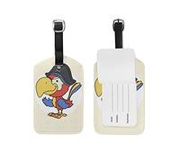 Oiseau Perroquet Pirate Etiquettes à Bagages de Valises Voyage en Cuir Etiquette Nom Adresse ID Tags Drôle pour Les Garçons Filles(3PACK)