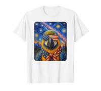 Oiseau Perroquet Portant des Lunettes Drapeau américain T-Shirt Graphique avec Valeur