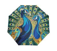 Oiseau Plume De Paon Vert Parapluie Pliant Enfant Garçons Filles Automatique Protection UV Parapluies Coupe-Vent pour Voyager