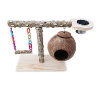Oiseau pour le jeu Perchoir en bois pour perroquet, calopsitte, balançoire, hamac nid avec mangeoire, tasses d'exercice