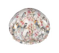 Oiseau Printanier Aquarelle Sur Une Branche Bonnet De Douche Femme Réutilisable Bonnet De Bain Imperméable Charlotte Cheveux Pour Soins Capillaires Salon Spa
