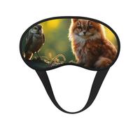 Oiseau Renard Imprimé Masque Occultant Yeux pour Dormir Avion, Masque de Sommeil Polyester pour Maison et Voyage
