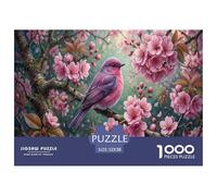 Oiseau Rose Puzzle 1000 Pieces Cadeau Unique Forêt de Fleurs de cerisiers Défi Jouet À De Qualité Supérieure Peinture Art pour Adultes Et Enfants 52x38cm/1000pcs