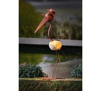 Oiseau solaire LED "Professeur" en métal aspect rouille, figurine décorative avec éclairage, décoration de jardin, décoration de jardin pour l'extérieur résistant aux intempéries