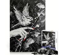 Oiseau sur la Main Peinture en Impasto, Puzzle de 1000 pièces pour Adolescents, Sharp Recall, Serene Escape, Uniform Cut, Perfect Xmas (38x26cm)