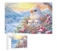 Oiseau sur Mossy Branch avec des Fleurs Roses Puzzle 1000 Pièces pour Famille Soirée Puzzle Résolution De Problèmes Cadeau pour Cohésion 1000 PCS
