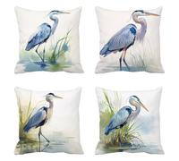 Oiseau Taie Oreiller 60 x 60 Lot de 4 Lin Coussin Canape Housse Coussin Beige Coussins Canapé Coussins Carré Taies D'oreillers Housse Oreiller Exterieur Impermeable, pour Décoration Maison a-678