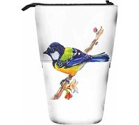Oiseau Télescopique Crayon Papeterie Étui Stylos Boîte De Rangement avec Fermeture Éclair pour Femmes Hommes Garçons Filles Branche Floral Couleur Animal Nature Plume Oeil Croquis Arbre Bois Sauvage