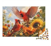 Oiseau Tournesol Fleur Puzzle, 1000 Pièces Jeu D'intérieur Adulte | 70x50cm Carton, Exercice Mental, Cadeau Ami, Décoration Salon, Réduction Du Stress