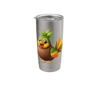 Oiseau tropical de noix de coco mignon île animal art Gobelet isotherme en acier inoxydable double paroi