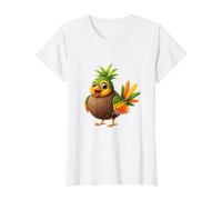 Oiseau Tropical de Noix de Coco Mignon île Animal Art T-Shirt Graphique avec Valeur, Femme, Blanc, XL