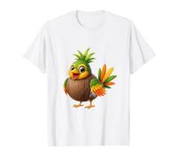Oiseau Tropical de Noix de Coco Mignon île Animal Art T-Shirt Graphique avec Valeur, Homme, Blanc, L