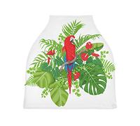 Oiseau Vert Perroquet Plante Housse de Canopée de Siège de Voiture pour Poussette Bébé Dais Siège-Auto Couverture D'Allaitement Pare-Soleil Respirant Extensible pour Garçons Filles