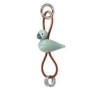 Oiseau vert Porte-clés métal argenté avec cuir naturel Kay Bojesen - 5709513398301