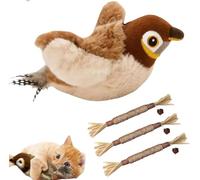 Oiseau Volant pour Chat Interactif, Lot supplémentaire de 3 bâtonnets à mâcher pour chat，Jouet pour Chat Oiseau Qui Vole, Rechargeable Et Lavable Jouet Chats Flybird Volant pour Chaton Adulte (A)
