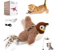 Oiseau Volant pour Chat, Jouet pour Chat Oiseau Battant Rechargeable Oiseaus Volant Réaliste Jouet Chats Interactif Volants Jouet Oiseaus Gazouillant d'Intérieur pour Chats Chasse (Non Vol)
