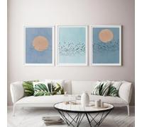 Oiseaux abstraits migration coucher de soleil affiches et imprimer des peintures murales modernes nordiques images d'art scandinave Toile tableau maison Decoration maison 40x60cmx3 sans cadre