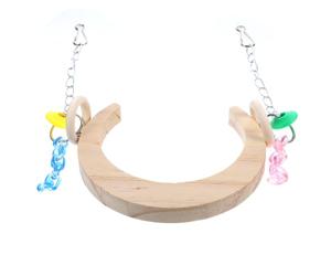 Oiseaux Balançoire Lune en Bois pour Perroquets | Suspendre Facile, Perchoir Stable, Usage en Cage, pour Canaris et Aras, Accessoire D'aviary