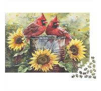 Oiseaux Cardinaux et tournesols Puzzle 1000 Pièces pour Adultes, Un Jeu De Dexérité Très Difficile Puzzle,Jeu Éducatif Aux Défis 52x38cm/1000pcs