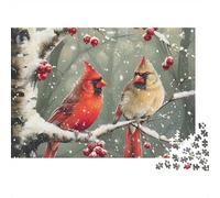 Oiseaux Cardinaux Puzzle pour Adultes Puzzle 1000 Pièces Scène Neigeuse Coffret Puzzle 1000 Pièces Carton 38x26cm/1000pcs