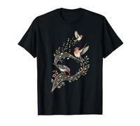 Oiseaux chanteurs chantants Notes de Musique Oiseau Floral Professeur de Musique T-Shirt
