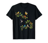 Oiseaux chanteurs colorés sur Branches Observation des Oiseaux Nature T-Shirt Graphique avec Valeur