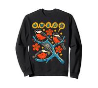 Oiseaux chanteurs pensant Cerveau Oiseau rétro Art Populaire Sweatshirt