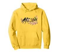 Oiseaux colorés sur branche fleur de cerisier style japonais Bird Watcher Sweat à Capuche